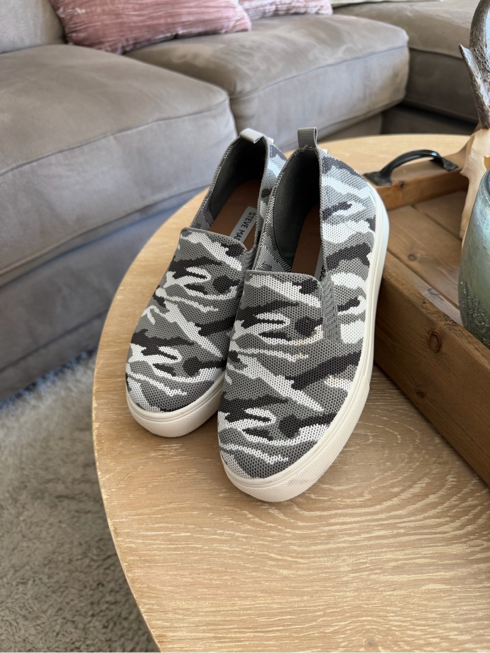 Steve Madden Gray Camouflage Slip-On Sneakers